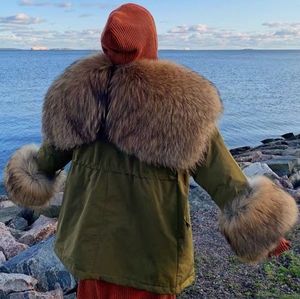 Black Fox Hood Collar Parka Down Coat